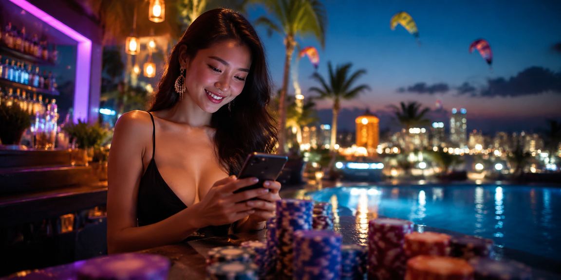 Giao diện ứng dụng mobile kqsxmn trên điện thoại Android với ánh đèn neon